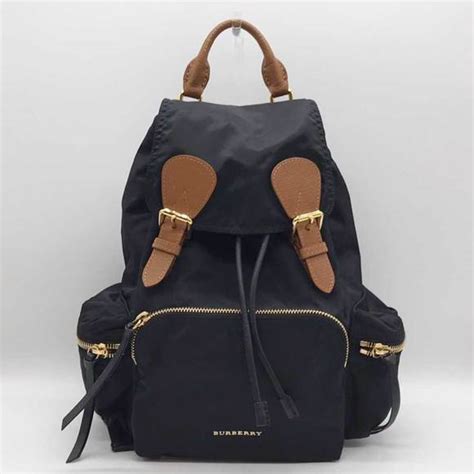 burberry 4016622|BURBERRY Rucksack Backpack Black Nylon Leather 4016622.